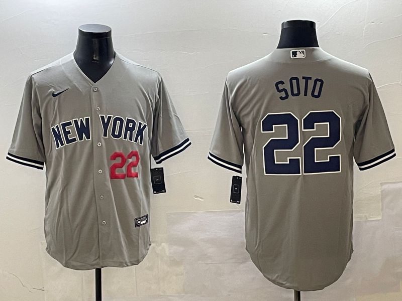 Men New York Yankees 22 Soto Grey Game 2025 Nike MLB Jersey style 4